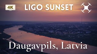 Midsummer Sunset Over Daugavpils, Latvia 4K Drone Flight