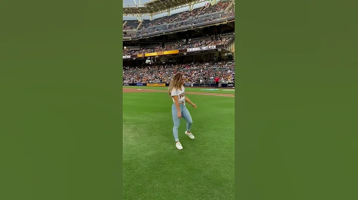 GIRL DROPS INTO SPLIT FOR FIRST PITCH