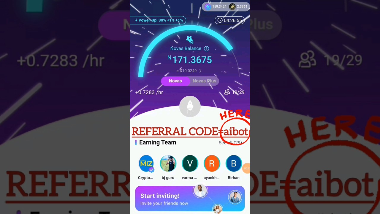 NOVA NETWORK REFERRAL CODE=aibot 