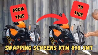 KTM 890 SMT. Swapping the screen for some thing a bit taller.