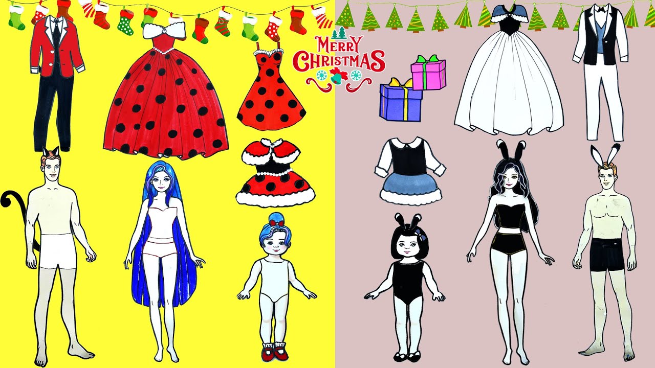 Trucos Y Manualidades Muñecas De Papel Trajes De La Familia De Y Cat Dress Up - YouTube