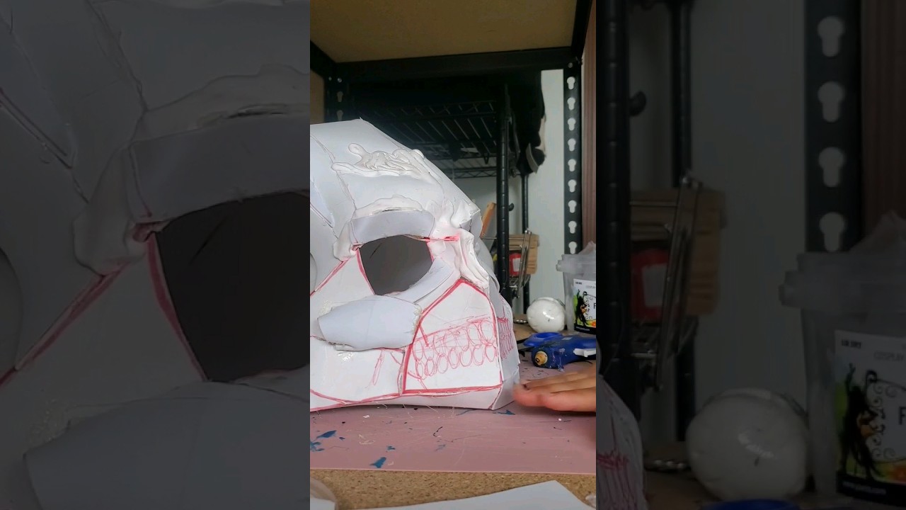 Diy Mars Attack Alien, Helmet Mask, made of EVA foam clay & paper (Part 2) youtube-short.