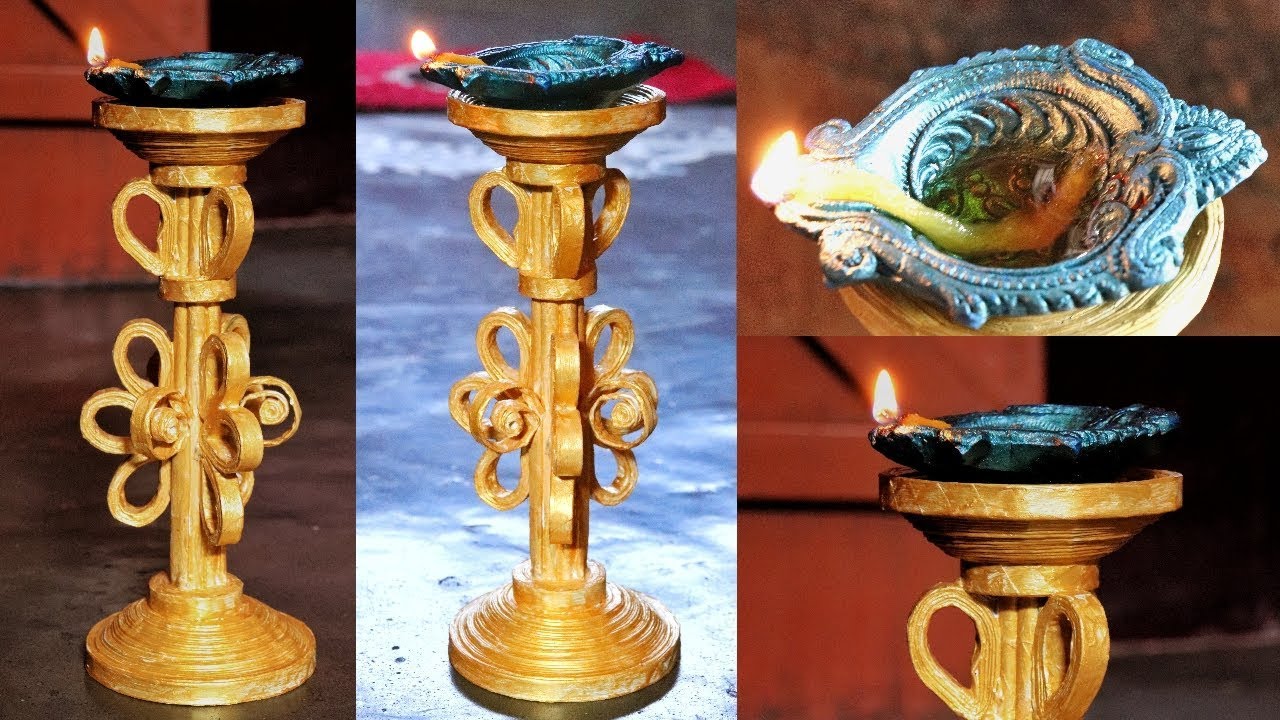 Diya stand from Waste Magazine Newspaper/candle stand | Best out of waste | LifeStyle Designs
