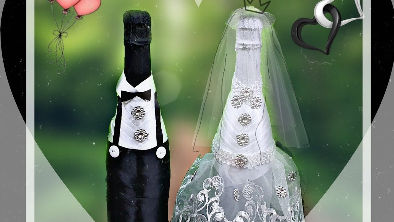 BOTELLA DECORADA, NOVIA