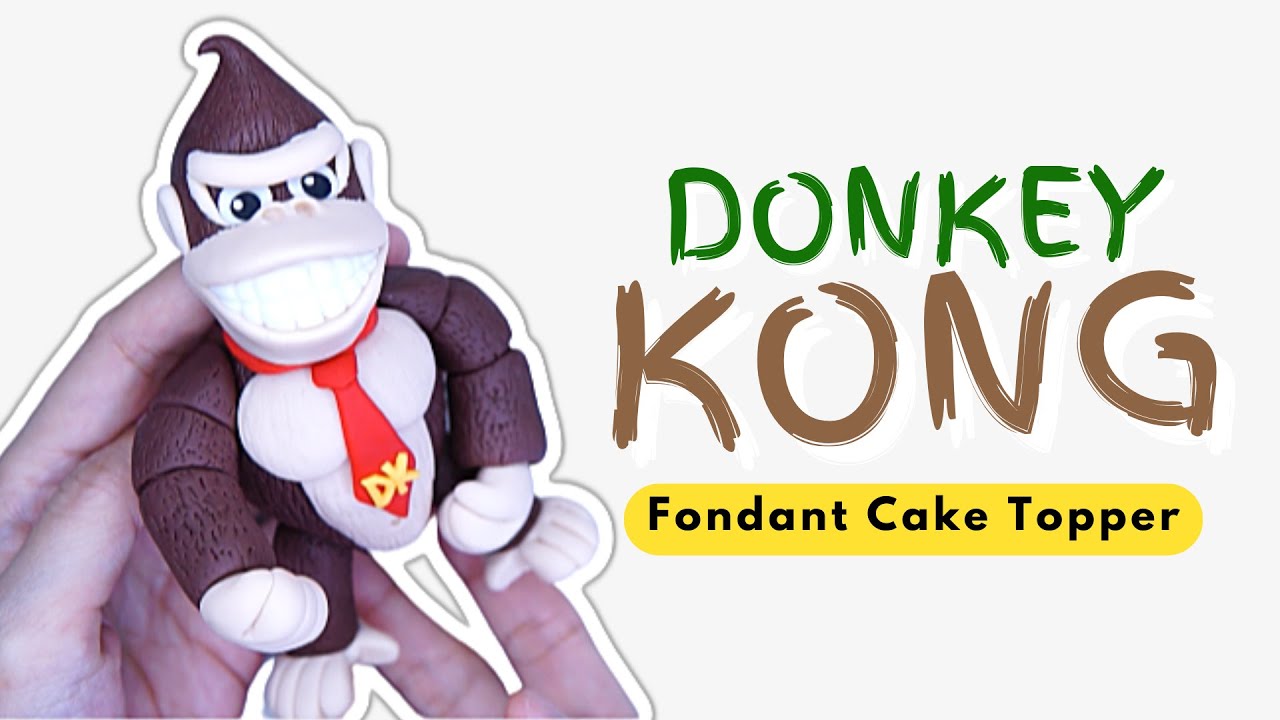 How to make 🦍 DONKEY KONG 🍌 Fondant Cake Topper | SUPER MARIO BROS THEME