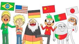 Português VS Inglês VS Alemão VS Chines VS Portugal VS Japonês !!! Animação