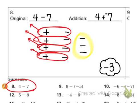 Subtracting Integers with Manipulatives HW Examples - YouTube