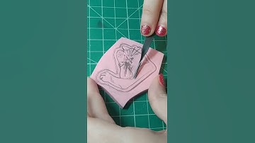 Carving Stamp for Kaylteaart - #asmr #satisfying #printmaking #artist #cat #funny