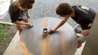 Refinishing a Table with Grey Stain (Waterbased) and White Paint