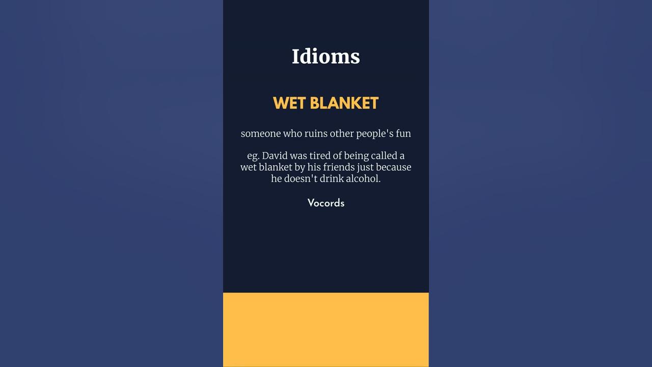 Wet Blanket English Idiom shorts YouTube