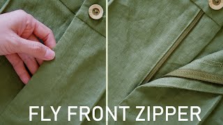 ✅Fly front zipper sewing tutorial | How to sew zipper on pants easily
