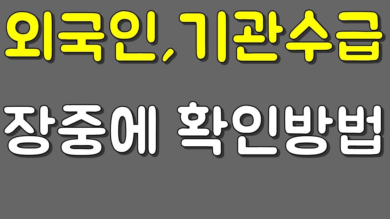 장중 기관,외국인 수급확인하기 (실시간 잠정추정치)