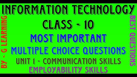 MCQs of Unit 1 Communication Skills | Employability Skills | Class 10 | CBSE | Vocational Education