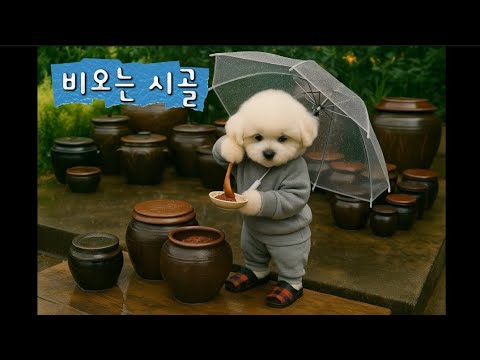비오는시골,강아지시골,비오는날 파전먹방#rainy countryside, Korean countryside, rainy day vibes,#dogvideos #雨の田舎, 韓国の田舎