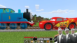 Lightning McQueen vs Thomas Tank Engine in Minecraft  Coffin meme