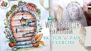 Watercolor Sketchbook Autumn Fairy Doors - sketchnpaint with Mary @EnjoyDrawingwithMary
