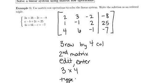 5.3 Linear Systems in 3 Variables Matrix Solutions -Part 3
