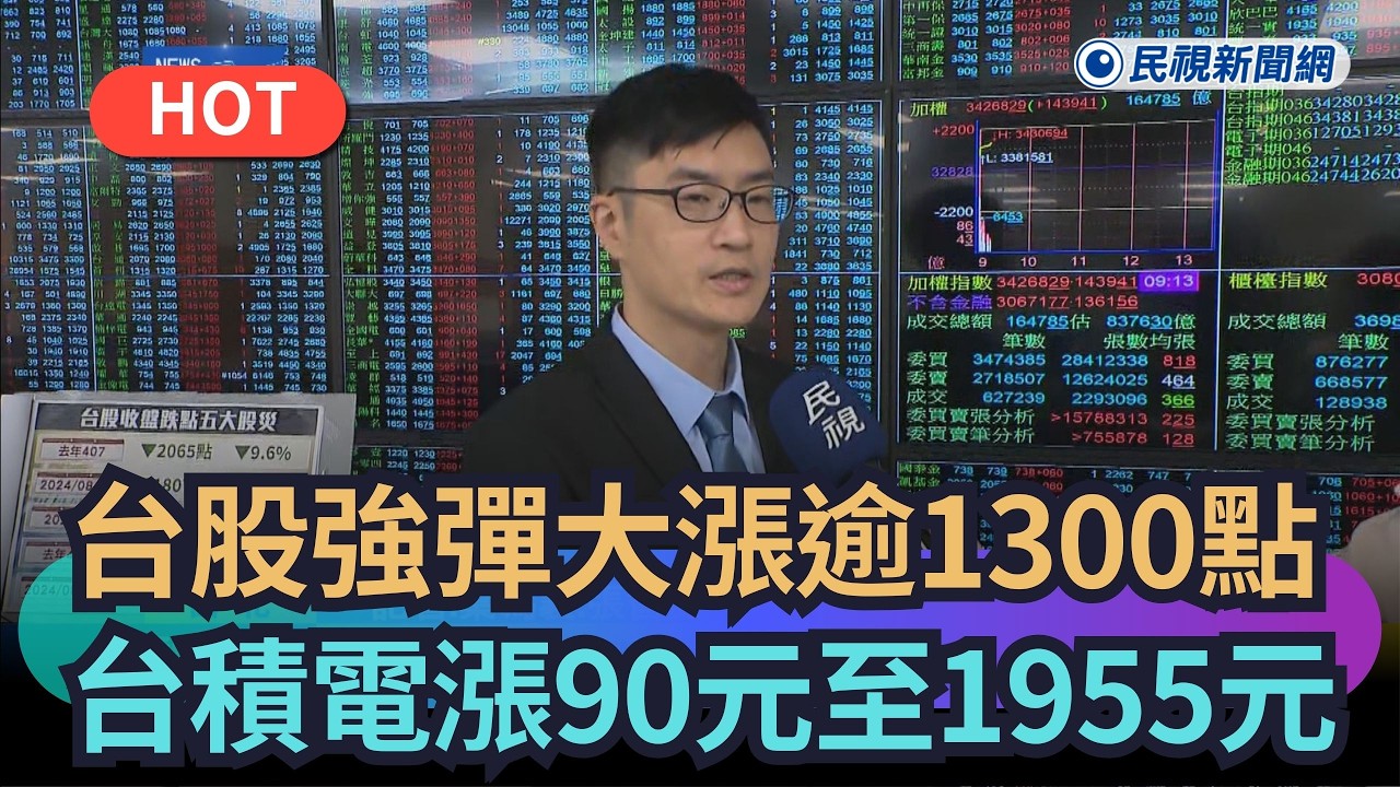 【熱搜新聞】台股強彈大漲逾1300點　台積電漲90元至1955元｜民視新聞｜