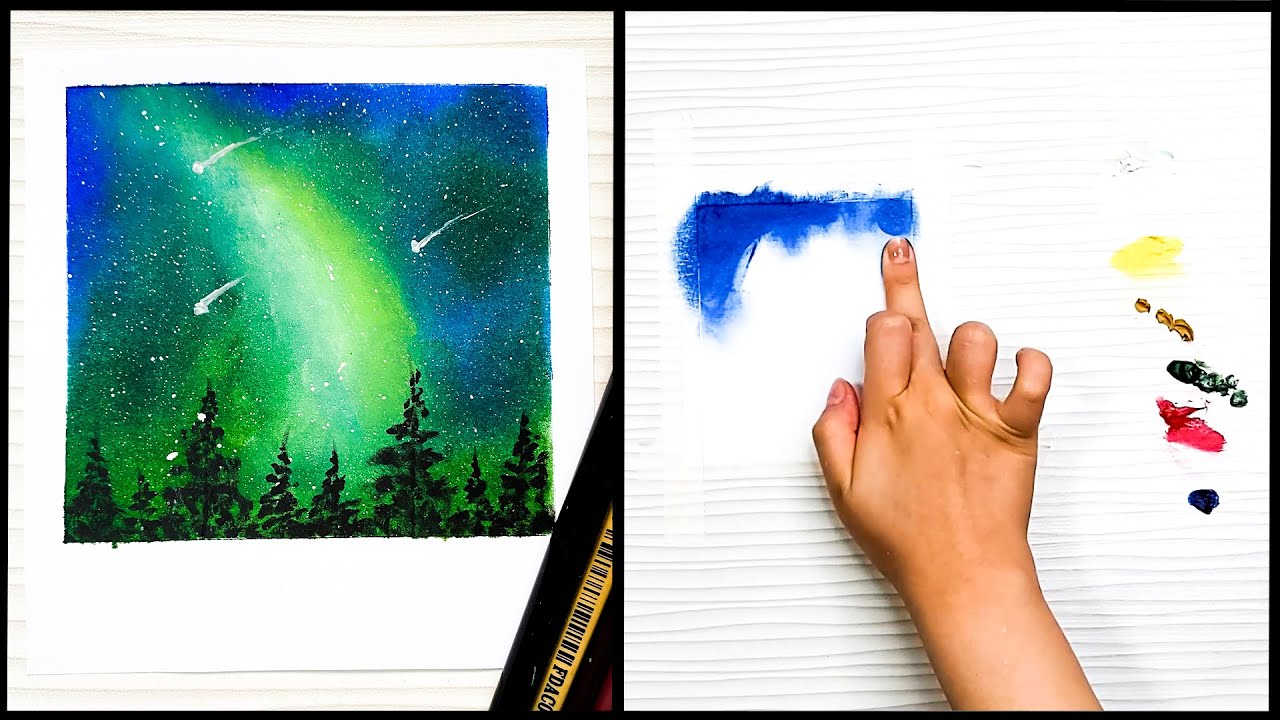 Oil painting for beginners / Forest night painting / comet painting