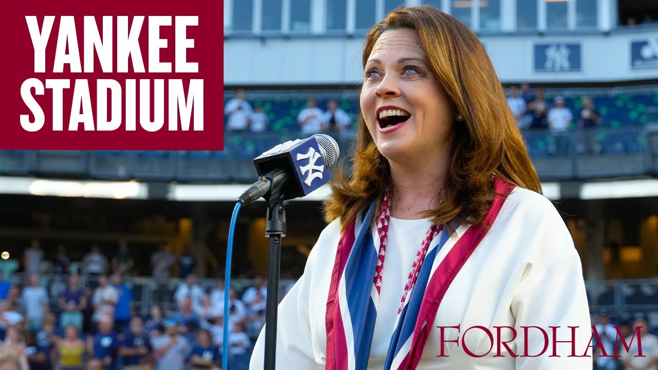 President Tetlow Sings the National Anthem at Yankee Stadium - YouTube