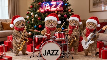 🎷🐱🎷Relaxing Jazz Music: Cute Cat Band Playing Festive Dixieland for Holiday Mood 4K