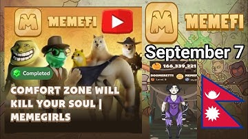 Comfort Zone Will Kill Your Soul | Meme Girls memefi youtube video code today