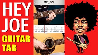 Video thumbnail of "Hey Joe | Riff | Jimi Hendrix | Acoustic Guitar TAB | #short"