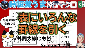（OLD公開終了）VBA 表にいろいろな色の格子罫線を引き外枠も色を変える、Excelの3行マクロ～すぐに使えるミニマクロ7回