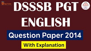 DSSSB PGT ENGLISH QUESTION PAPER 2014 | PYQ OF DSSSB ENGLISH LITERATURE 2014 | #dsssb #dsssbenglish