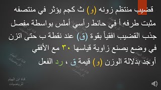 أسئلة إستاتيكا - اتزان قضيب على مفصل - طريقة مثلث القوى #ابن_الهيثم_للرياضيات