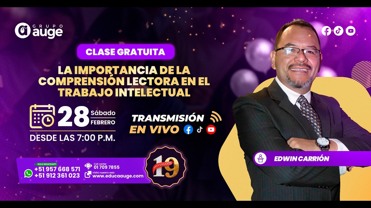 EN VIVO:  LA IMPORTANCIA DE LA COMPRENSIÓN LECTORA EN EL TRABAJO INTELECTUAL