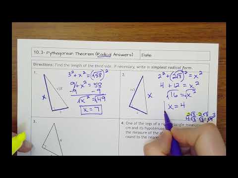 10.3- Pythagorean Theorem (Radical Answers)