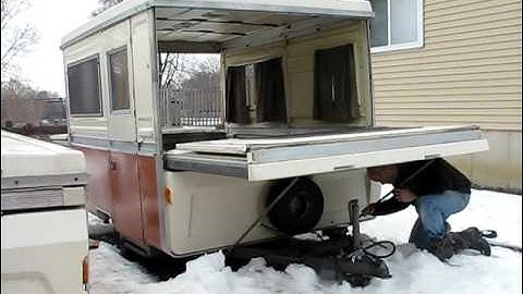 Apache pop-up camper bed end setup