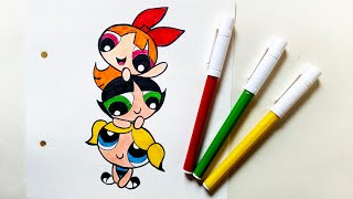 How to Draw Powerpuff Girls | How to draw Blossom Bubbles and Buttercup Easy Step by Step