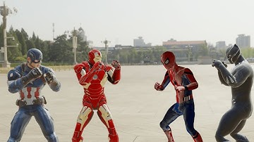 Captain America & Iron Man vs Black Panther & Spiderman | 3D Animation | LukeyAnimates (Blender)