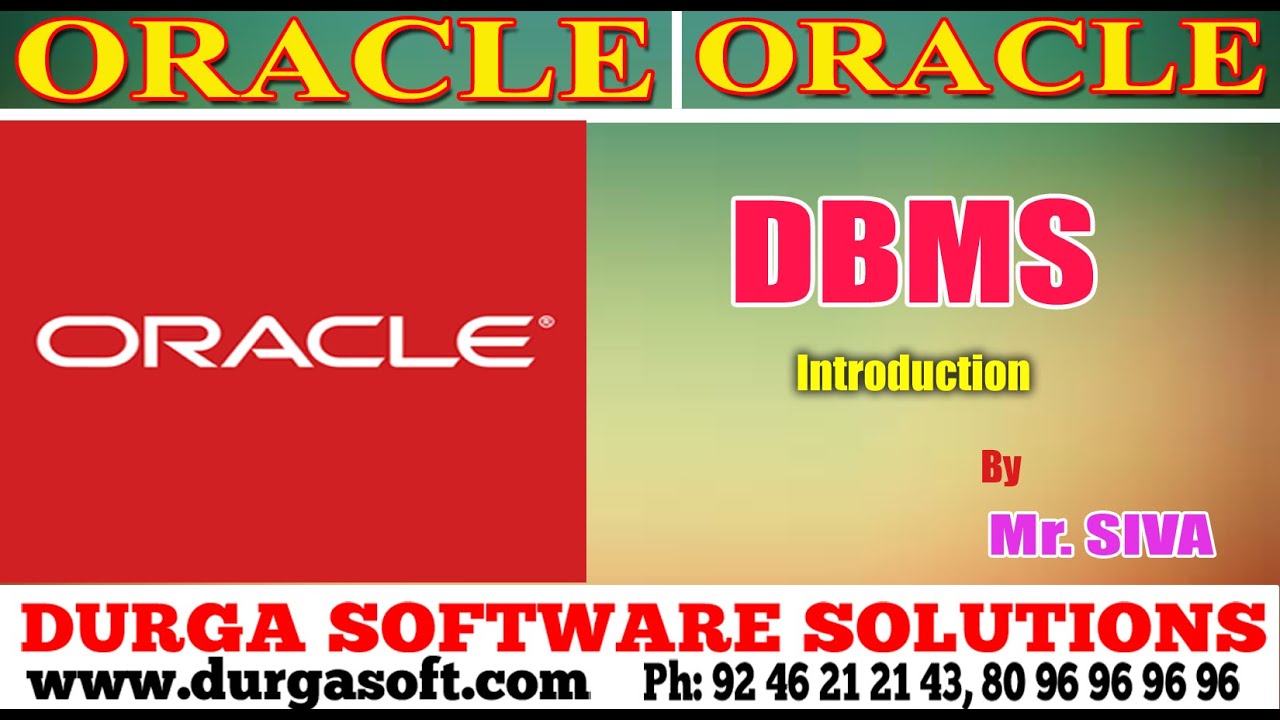 Oracle Oracle DBMS Introduction by Siva YouTube