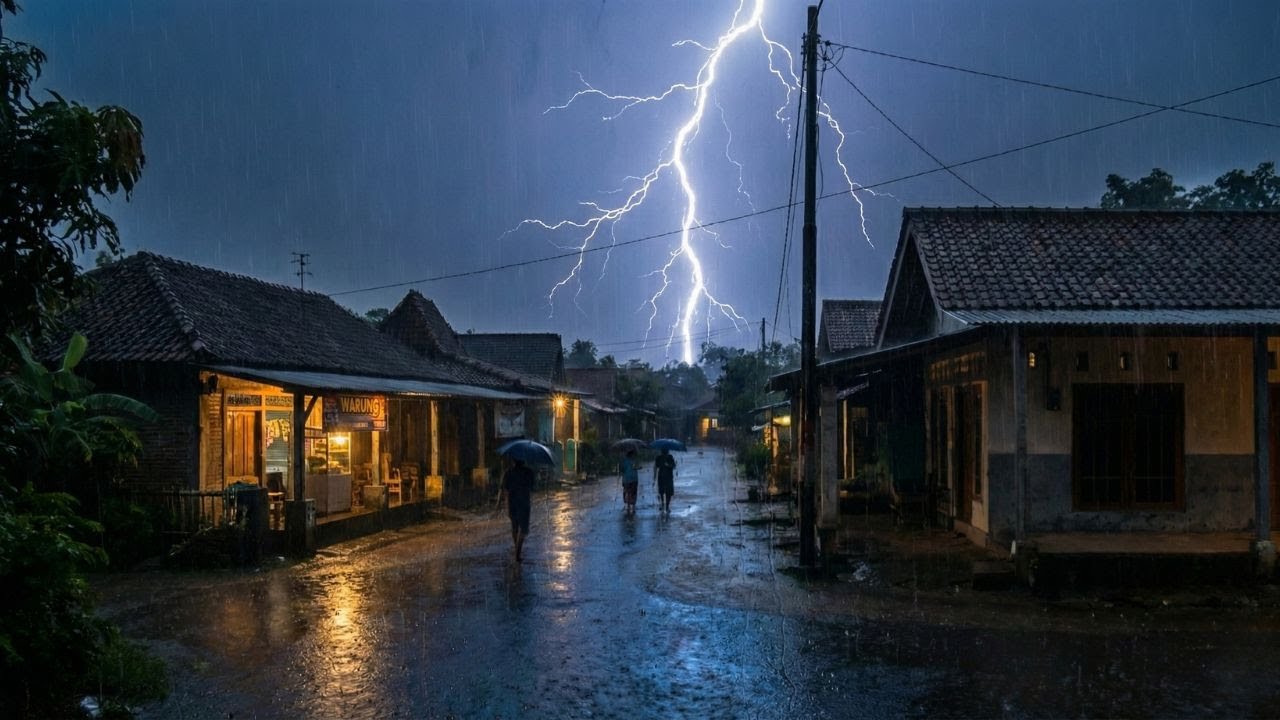 🔴LIVE Rainstorm Walk in the Indonesia Village Life | ASMR Rain Sounds.