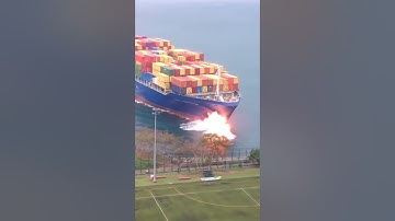 Cargo Ship Collides with Soccer Field #shorts