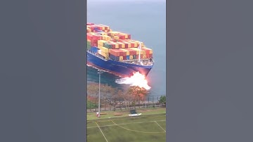 Cargo Ship Collides with Soccer Field #shorts