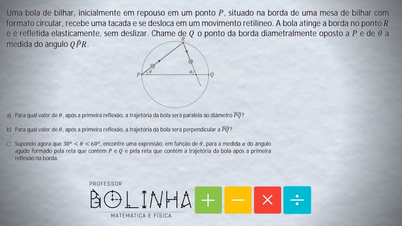 Fuvest 2016 - Segunda Fase - Interdisciplinar - Bilhar Circular