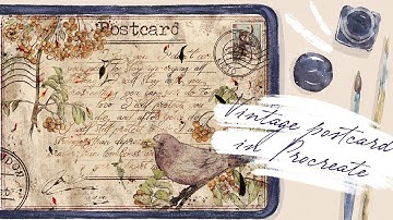 Vintage Postcard in Procreate - Digital Watercolor Illustration - Skillshare class preview