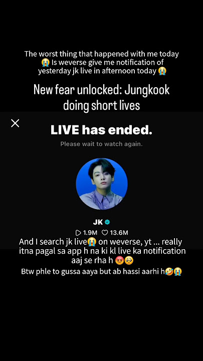 The incident happened with me by weverse 😭😭 #bts #jk #jungkook #live #weverse #notification#trending