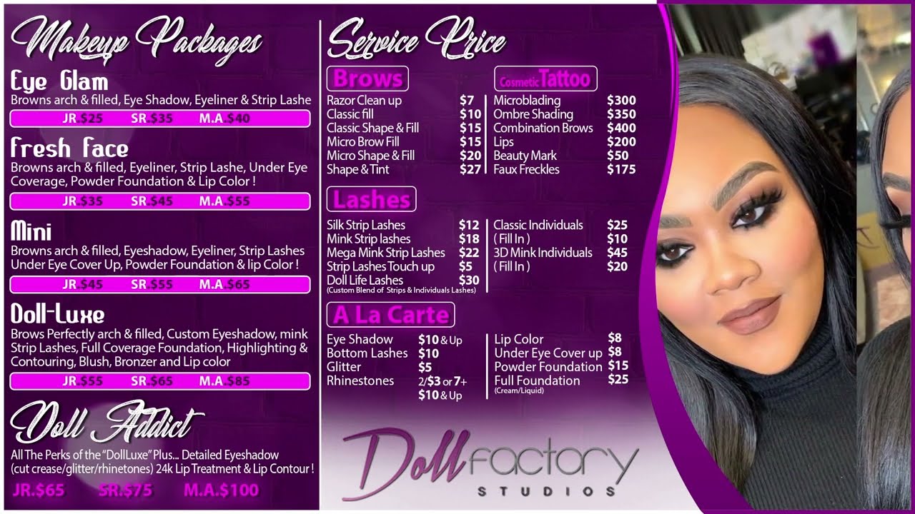 Spa salon digital menu board with your pictures and colors in just $60