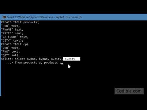 Codible SQLite video 7: Doing a self-join of a table with itself in SQLite3