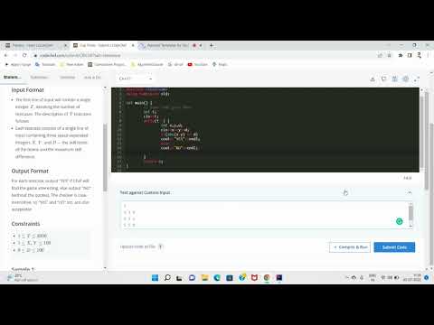 Cup Finals Codechef Problem Solutions in Java and C++ Hindi | March Starters31 2022