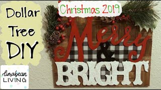 Merry & Bright Sign Dollar Tree Diy Christmas 2019