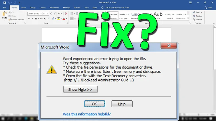 How To Fix Microsoft Word Experienced An Error Trying to Open the File