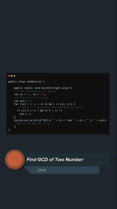 Java Program to Find GCD of Two Number #java #javaprogramming #shorts # ...