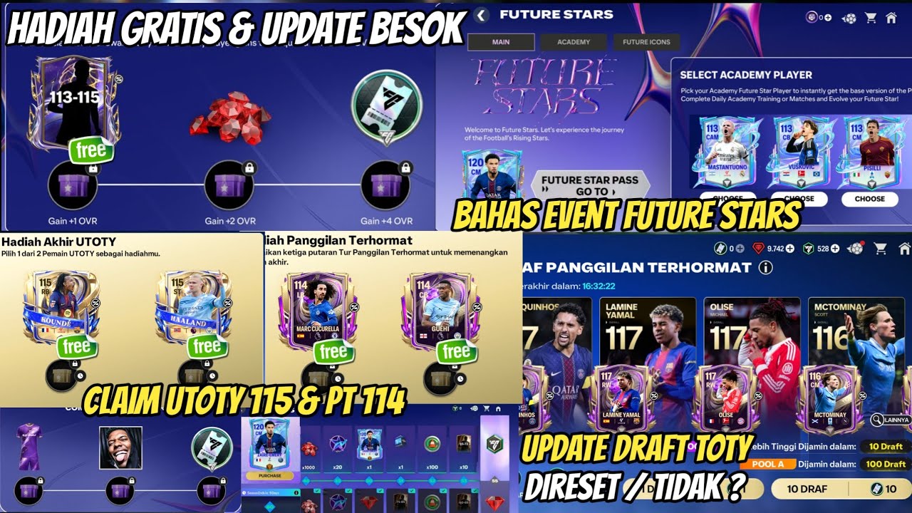 HADIAH GRATIS BESOK CLAIM PEMAIN UTOTY UPDATE EVENT BARU FUTURE STARS BOCORAN PEMAIN FC MOBILE