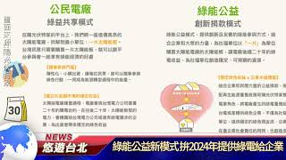 1110523【悠遊台北新聞】綠能公益新模式 拚2024年提供綠電給企業(記者林孟賢)
